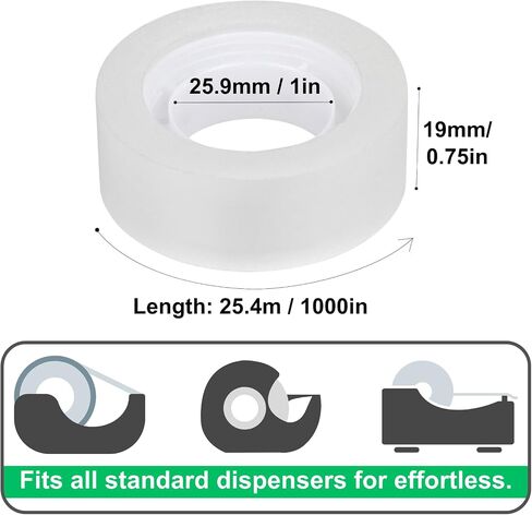 16 Rolls Easy Tear Transparent Tape Refills - Gift Wrapping Tape for Dispensers - Crystal Clear, Effortless Tear, Strong Adhesion - Invisible Tape 3/4 in x 1000 in for Office, School, Home in Saudi Arabia