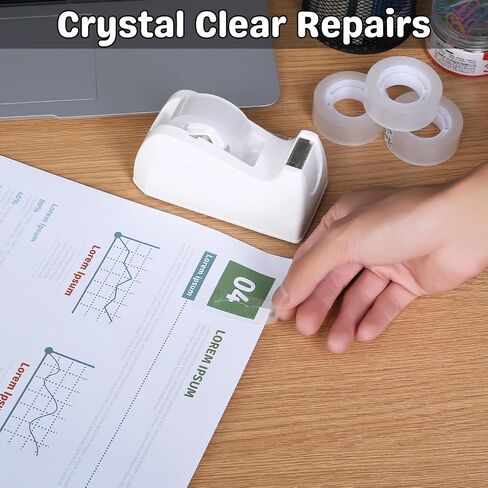 16 Rolls Easy Tear Transparent Tape Refills - Gift Wrapping Tape for Dispensers - Crystal Clear, Effortless Tear, Strong Adhesion - Invisible Tape 3/4 in x 1000 in for Office, School, Home in Saudi Arabia