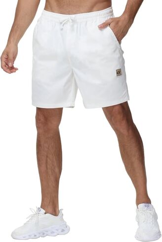 Yundobop Men's Casual 7 Inch Shorts Twill Drawstring Summer Beach Stretch Golf Shorts with Zipper Pockets in Kuwait