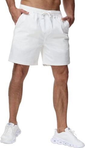 Yundobop Men's Casual 7 Inch Shorts Twill Drawstring Summer Beach Stretch Golf Shorts with Zipper Pockets in Kuwait