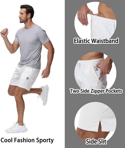 Yundobop Men's Casual 7 Inch Shorts Twill Drawstring Summer Beach Stretch Golf Shorts with Zipper Pockets in Kuwait