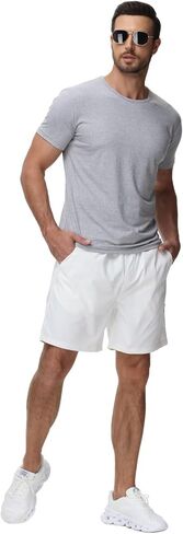 Yundobop Men's Casual 7 Inch Shorts Twill Drawstring Summer Beach Stretch Golf Shorts with Zipper Pockets in Kuwait