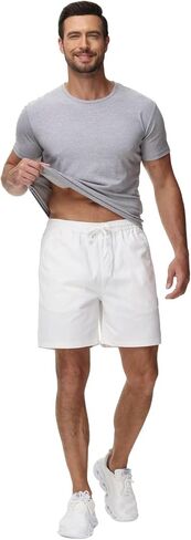 Yundobop Men's Casual 7 Inch Shorts Twill Drawstring Summer Beach Stretch Golf Shorts with Zipper Pockets in Kuwait