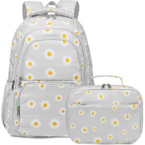 Backpack for Girls Boys, Water Resistant Causal Kids Backpack with Lunch Box, Lightweight Daypack School Bag for Elementary Teen Girls - Black
