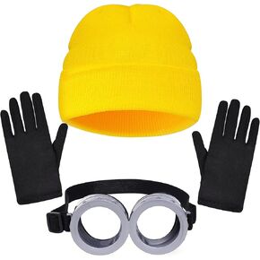 Halloween Costume Accessories Steampunk Goggles Glasses Yellow Beanie Hats and Gloves for Halloween Cosplay Party