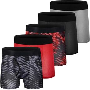 Boys Boxer Briefs Cotton Big Boys Underwear Breathable Soft Mesh Performance Sport Boxers Briefs with Fly 5 Pack 18-20
