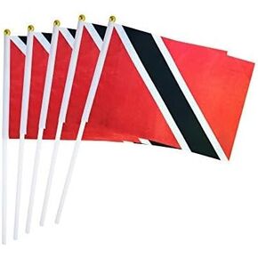 25 Pack Hand Held Small Mini Flag Trinidad Trinidan Flag Stick Flag Round Top National Country Flags,Party Decorations Supplies For Parades,World Cup,Festival Events,International Festival in Kuwait