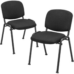 Tangkula Conference Room Chairs Set of 2, Stackable Office Guest Chairs with Upholstered Back & Seat, Ergonomic Office Reception Chairs for Waiting Room, Meeting Room, Reception, Black