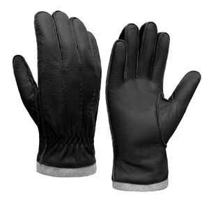 MGGMOKAY Mens Leather Gloves Cashmere Lined Soft Deerskin Leather Gloves
