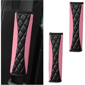2PCS Car Seat Belt Covers, Soft Leather Vehicle Seatbelt Strap Protector for Shoulder and Neck, Comfortable Auto Safe Belt Harness Cushion Pad, Universal for SUV, Truck, RV（Red）