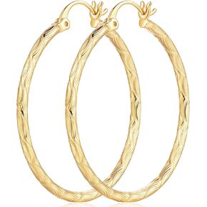14K Gold Hoop Earrings Large Hoop Earrings Hoop Earrings for Women Hypoallergenic Gold Earrings Hoops Gold Jewelry (35mm*2mm)