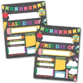 10 Colorful First Day of School Signs - First Day of School Board for Kids, Back to School Signs First and Last Day of School Board, First Day of Kindergarten Signs and 1st Day of School Signs