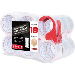 Heavy Duty Clear Packing Tape with Dispenser,No Noise Silent 6 Rolls 1.88 Inches X 55 Yards Packaging Tape,Ultra Strong, Transparent Tape Refill for Shipping, Moving, Mailing, Sealing