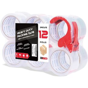 Heavy Duty Clear Packing Tape with Dispenser,No Noise Silent 6 Rolls 1.88 Inches X 55 Yards Packaging Tape,Ultra Strong, Transparent Tape Refill for Shipping, Moving, Mailing, Sealing in Saudi Arabia