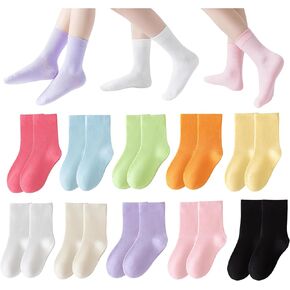 جوارب Toptim Kids Girl Crew Socks ملونة خفيفة الوزن من القطن كاجوال