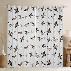 Feelyou Kids Duck Curtains for Bedroom Living Room (2 Panels, 42 x 84 Inch) Duck Hunting Darkening Dreapes Decor Wild Animals Blackout Curtains Botanical Window Treatments