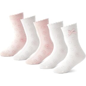 BISOUSOX Ruffle Socks for Girls Kids White Dress Ankle Crew Frilly Ruffled Cute Socks 6-8 10 12 Years Old