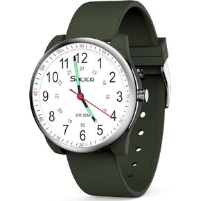 Nurse Watch for Women, Students, Men - Featuring Military Time, Luminous Easy-Read Dial, 12/24 Hour Display, Second Hand and 50M Water Resistance with Silicone Band