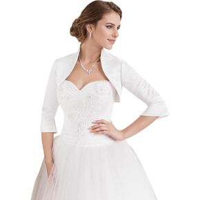 Fitted Wrap Bolero Style Bridal Wedding Satin with 3/4 Sleeve