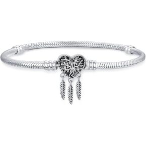 LONAGO Snake Bracelet for Charms 925 Sterling Silver Dream Catcher Jewelry Moments Snake Chain Bracelet Fit Any Charm Gift for Women