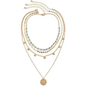 Boho Layered Turquoise Necklace for Women Gold Layered Necklace Country Concert Necklace Western Rodeo Necklace