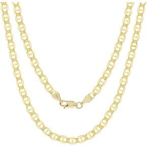 Nuragold 10k Yellow Gold Solid 4mm Anchor Mariner Link Chain Pendant Necklace, Womens Mens Jewelry 16" 18" 20" 22" 24" 26" 28" 30"