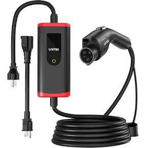 Unitek Level 2 EV Charger Electric Vehicle Charging Station with 25FT Extension Cord Portable EV Charger 40A 110V-240V for J1772 Evs NEMA 4-15 NEMA 6-20 Plug Current Adjustable Reservation Charging UL