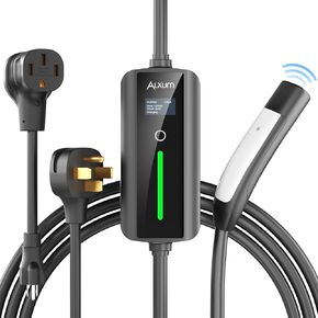 Level 1-2 EV Charger for Tesla - 16Ft 110-250V Electric Car Charger 32Amp NEMA14-50 Extra with NEMA5-15 Compatible with Models S/X/3/Y/Cybertruck Support One-Click Opening Function