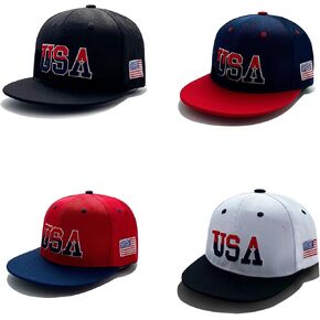 4 Pieces USA Hats for Men American Flag Baseball Cap Adjustable USA Flag Patriotic Hat Dad Hats