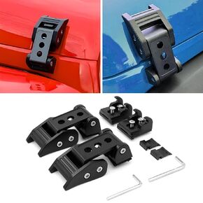 Hood Latches Fit for Jeep Wrangler, Aluminum Locking Hood Catch Kit Compatible with Jeep Wrangler 2007-2017 JK JKU 2018-2024 JL JLU 2020-2024 Gladiator JT (2Pcs, Black)