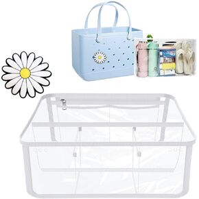 Bogg Bag Organizer&Charm Accessories, Waterproof Clear Beach Storage Bag Insert Divider,Compatible with for Bogg Bag XL (White)