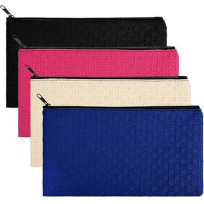 4 Pieces Zippered Deposit Bank Bag Money Pouch, PU Leatherette Security Wallet Pouch for Cash Money, Coin, Cosmetics, Small Tools (Decorative Pattern 01-4pcs)