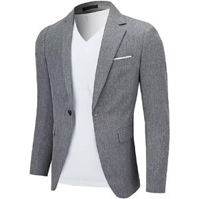 Men Blazer Slim Fit Sport Coat Casual One Button Lightweight Business Suit Jackets