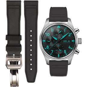 Fluororubber FKM Watch Strap Compatible with IWC Big Pilot Portofino Mens Sport Waterproof Replacement band 20mm 21mm 22mm Bracelet Butterfly buckle