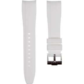 Curved End Soft Silicone Sports Rubber Watch Bands- Compatible with Omega Swatch Moonwatch, Omega Speedmaster, Rolex Submariner, Seiko SKX Dive Watches- 20mm,22mm - Curve Replacement Watch Straps for Men & Women
