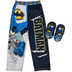 بنطلون صالة باتمان للأولاد Cozeez مع شباشب متطابقة بمقاسات 4/5، 6/7، 8، 10/12، أسود/أزرق in Kuwait