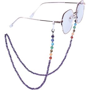 SUNYIK 7 Chakra Stone Beads Eyeglass Chain for Women Men, Reiki Crystal Beaded Lanyard for Glasses String Holder for Women
