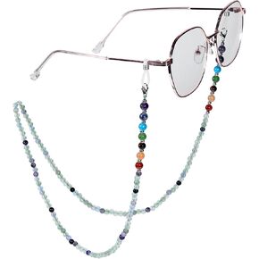 SUNYIK 7 Chakra Stone Beads Eyeglass Chain for Women Men, Reiki Crystal Beaded Lanyard for Glasses String Holder for Women