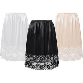 Coucoland Half Slips for Women - 26" Black White Womens Underskirt Half Slip Women Under Dress Shirt Skirt Extender
