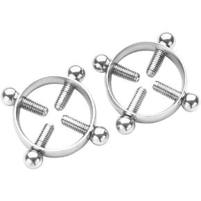 2PCS Silver Non-Piercing Nipple Ring Shield Barbell Body Piercing Jewelry Adjustable Surgical Steel Screw Clip on Body Nipple Nail Jewelry Shield Barbell Ring Bar Body Jewelry For Women