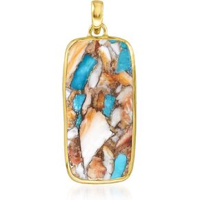 Ross-Simons Kingman Turquoise Pendant in 18kt Gold Over Sterling