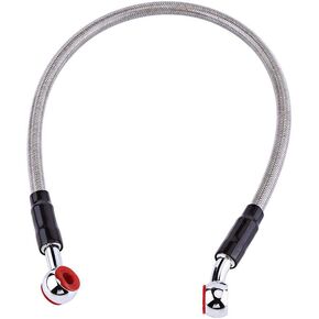 Brake Oil Hose Line for Motorcycle 45/90cm Universal Motorcycle Steel Braided Brake Oil Hose Fuel Tube Line Fitting Stainless Steel Braided Brake Clutch Oil Hoses Line Pipe (45CM-gray)