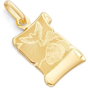 14k REAL Yellow Gold Religious Baptism Charm Pendant