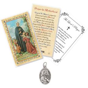 St Gerard Medal For Fertility - Laminated St Gerard Prayer Card, The Lord's Prayer Card - Small St Gerard Medal For Pregnancy, Mothers, Women - St Gerard Majella Medal, Catholic Cards Set -3 Items