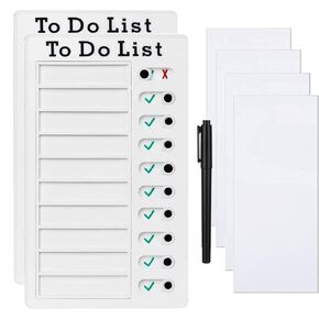 2 Pieces Sliding Chore Chart for Kids Checklist Memo Reusable to Do List Plastic Daily Plan Board for Wall 4.7x7.9 Inch