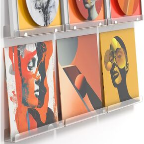 Vinyl Record Holder Wall Mount, 6 Pack 12 inch Clear Album Music Book Display Shelf for Home Decoration Kids Room Wall Art