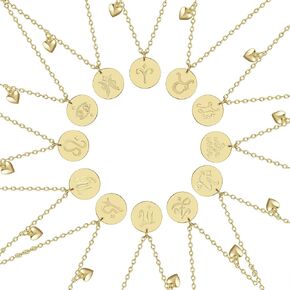 MING&KELLY JEWELRY, 12 Zodiac Necklace For Women,14K Gold Plated Astrology Necklace for Women Jewelry, Constellation Star Sign Jewelry, Great Birthday Gift,Necklace for Birthday/Christmas/Anniversary