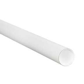 Aviditi White Mailing Tubes with Caps, 1 1/2" x 18", Pack of 50, for Shipping, Storing, Mailing, and Protecting Documents, Blueprints and Posters
