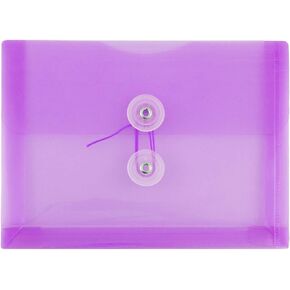 JAM PAPER Plastic Envelopes with Button & String Tie Closure - Index Size - 5 1/2 x 7 1/2 - Lilac Purple - 12/Pack
