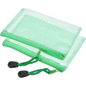 MECCANIXITY Mesh Zipper Bags, B8 Size File Document Pockets Bill Pouch Folders for Office Home Supply, Green Pack of 6